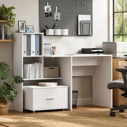 Desk with Drawer Storage in White 131.5 x 50 x 106.5 cm