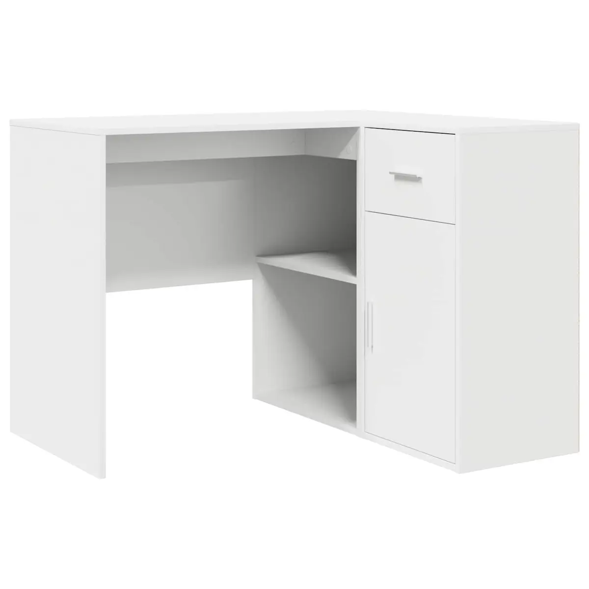 Corner Desk with Drawer White 102 x 88 x 75 cm Modern Office Workstation Storage