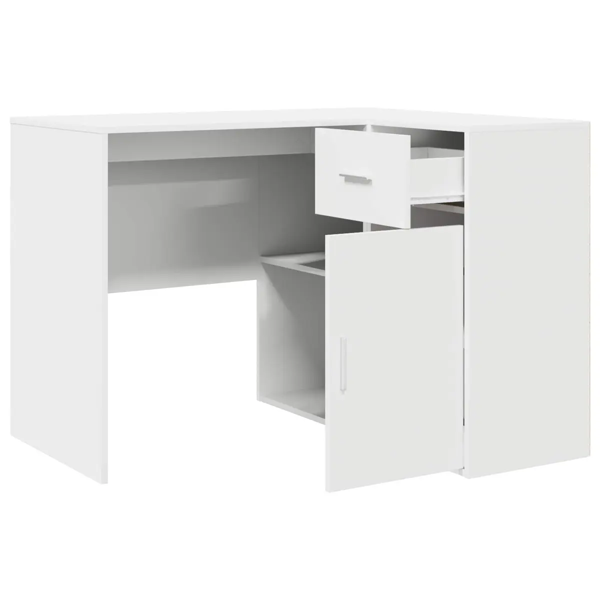 Corner Desk with Drawer White 102 x 88 x 75 cm Modern Office Workstation Storage