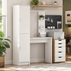 Durable Desk with Shelves and Doors for Office Use