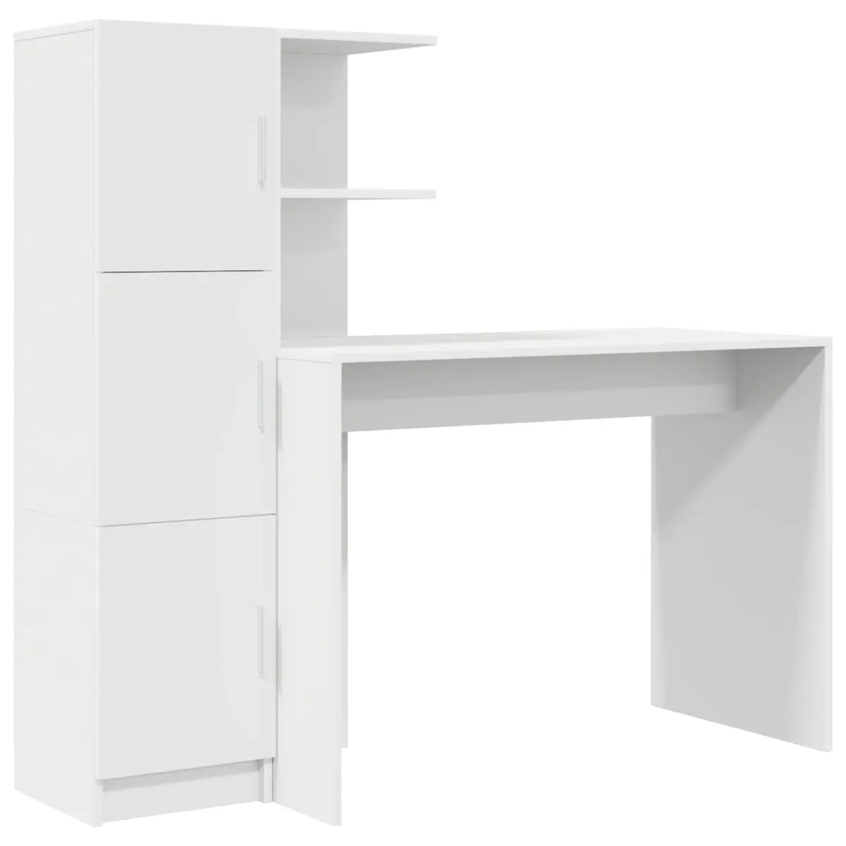 White Desk with Storage Cabinet and Shelves