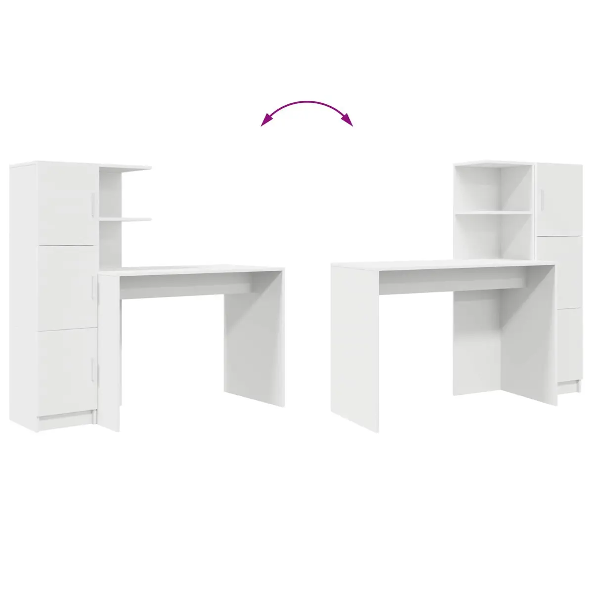 White Desk with Storage Cabinet and Shelves
