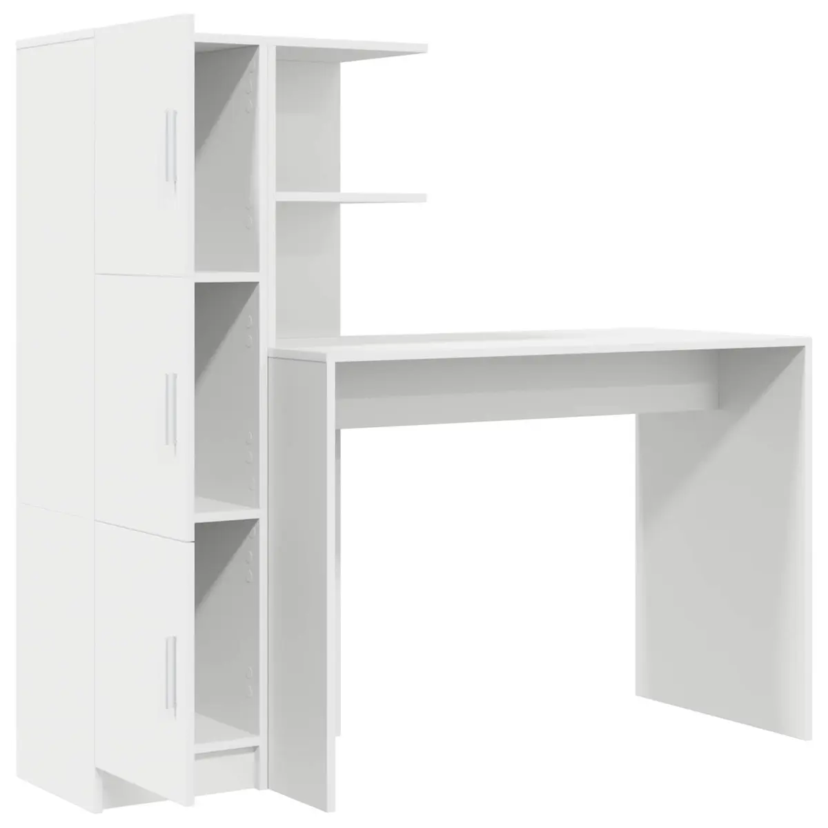 White Desk with Storage Cabinet and Shelves