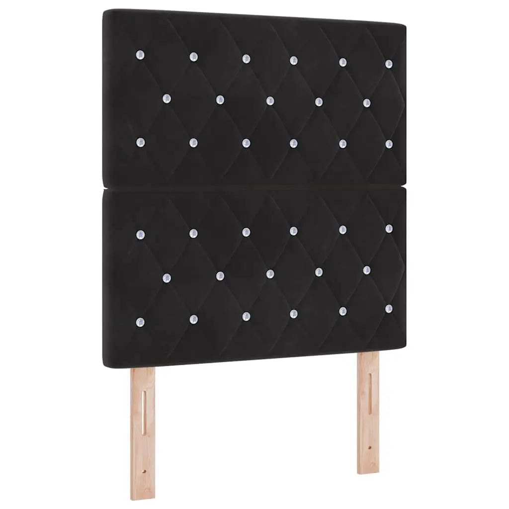 Velvet Upholstered Black Headboard 80cm