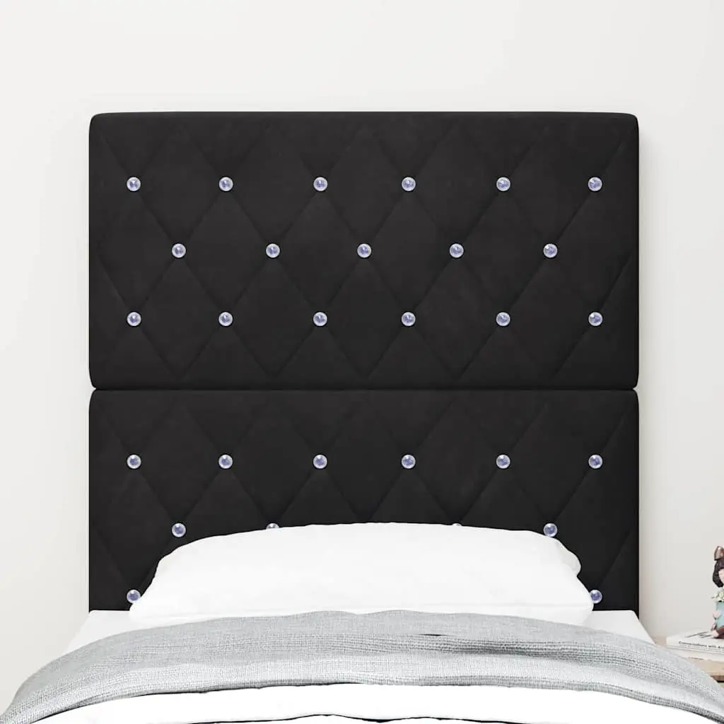 Velvet Upholstered Black Headboard 80cm