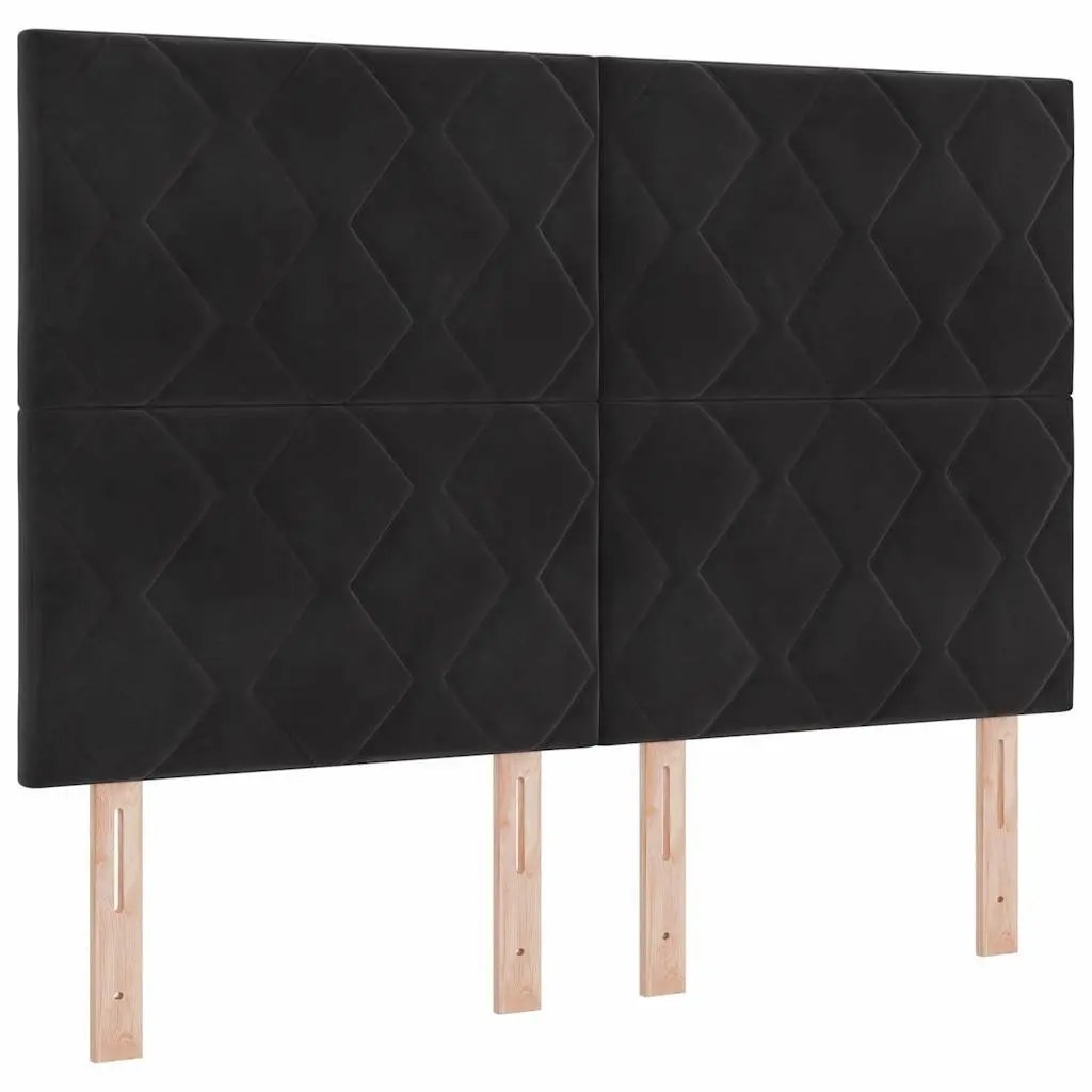 Black Velvet Headboard with Adjustable Height 144cm