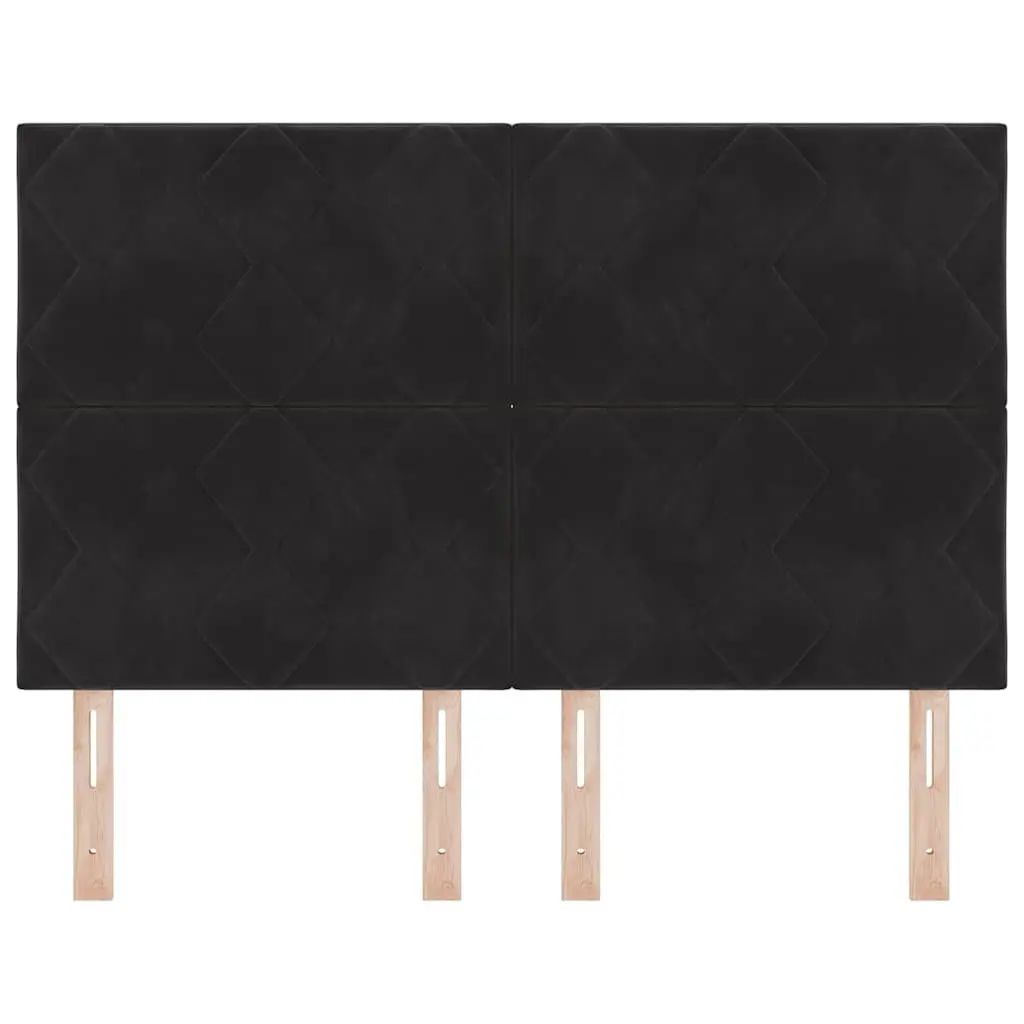 Black Velvet Headboard with Adjustable Height 144cm