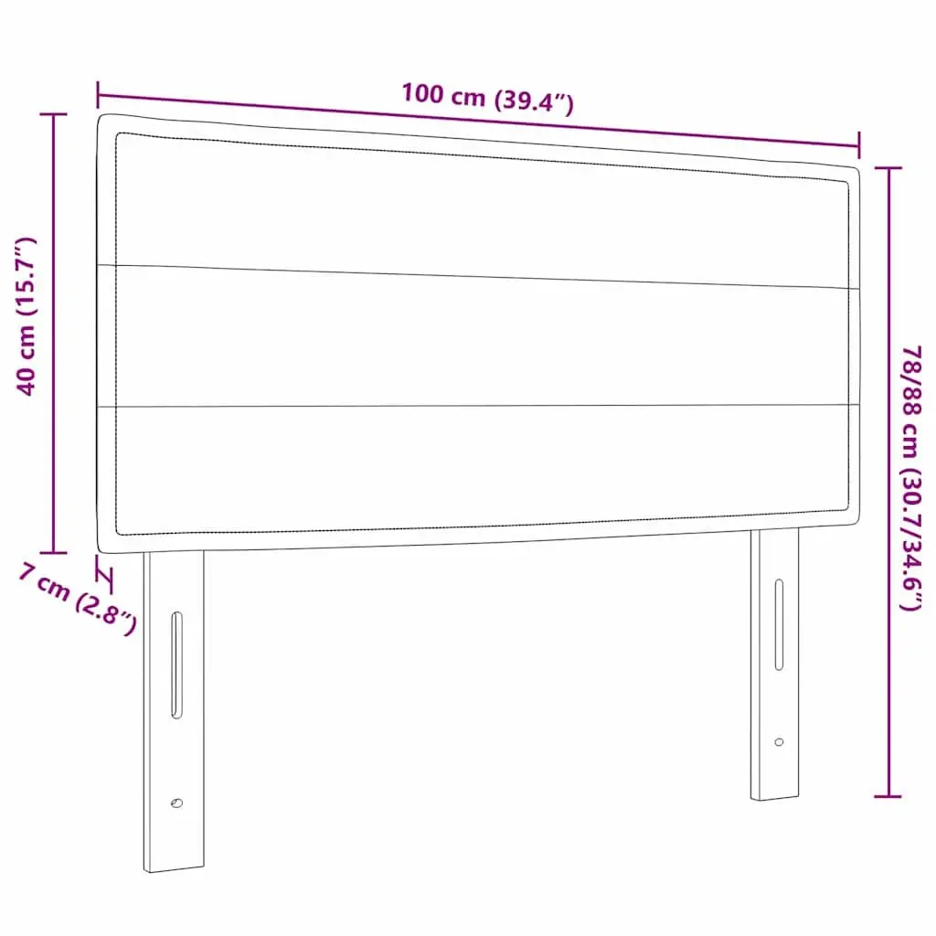 LED Headboard Polyester-covered Foam Pine Wood 100cm Dark Grey