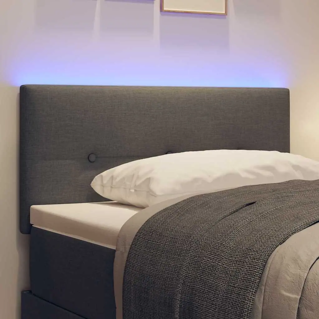 LED Headboard Polyester 100cm Grey Fabric Adjustable Height Modern Wall Mounted