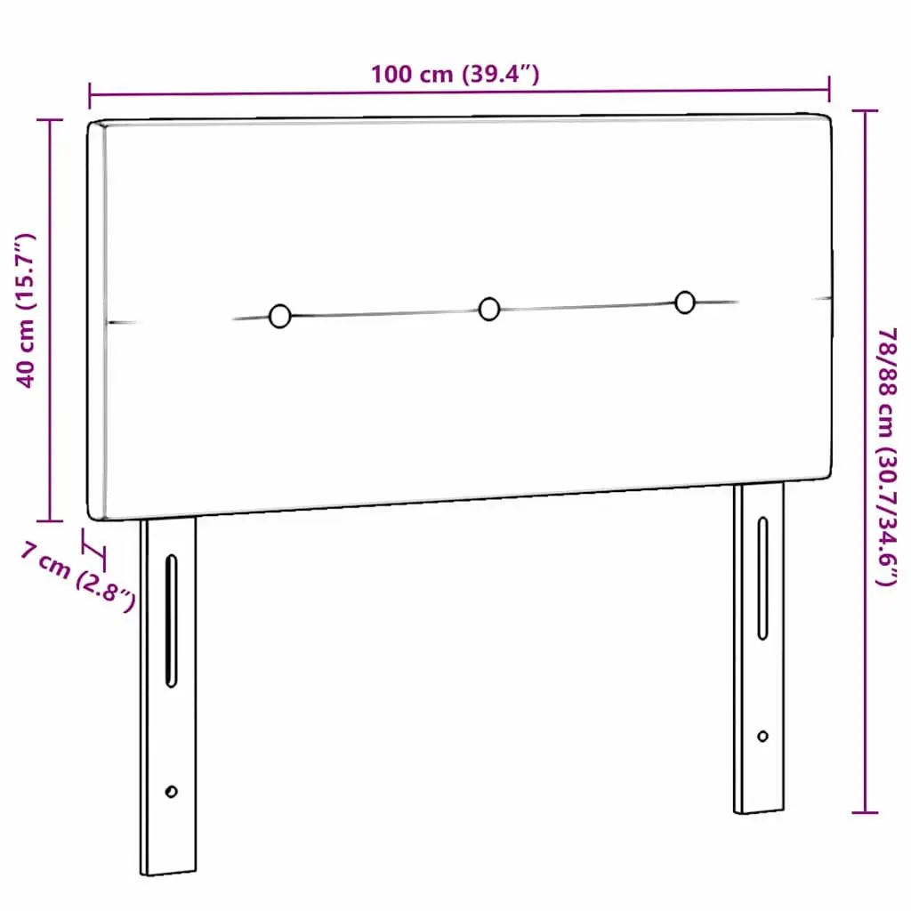 LED Headboard Polyester 100cm Grey Fabric Adjustable Height Modern Wall Mounted