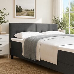 Sturdy Grey Fabric LED Headboard with Strip Lights 160cm