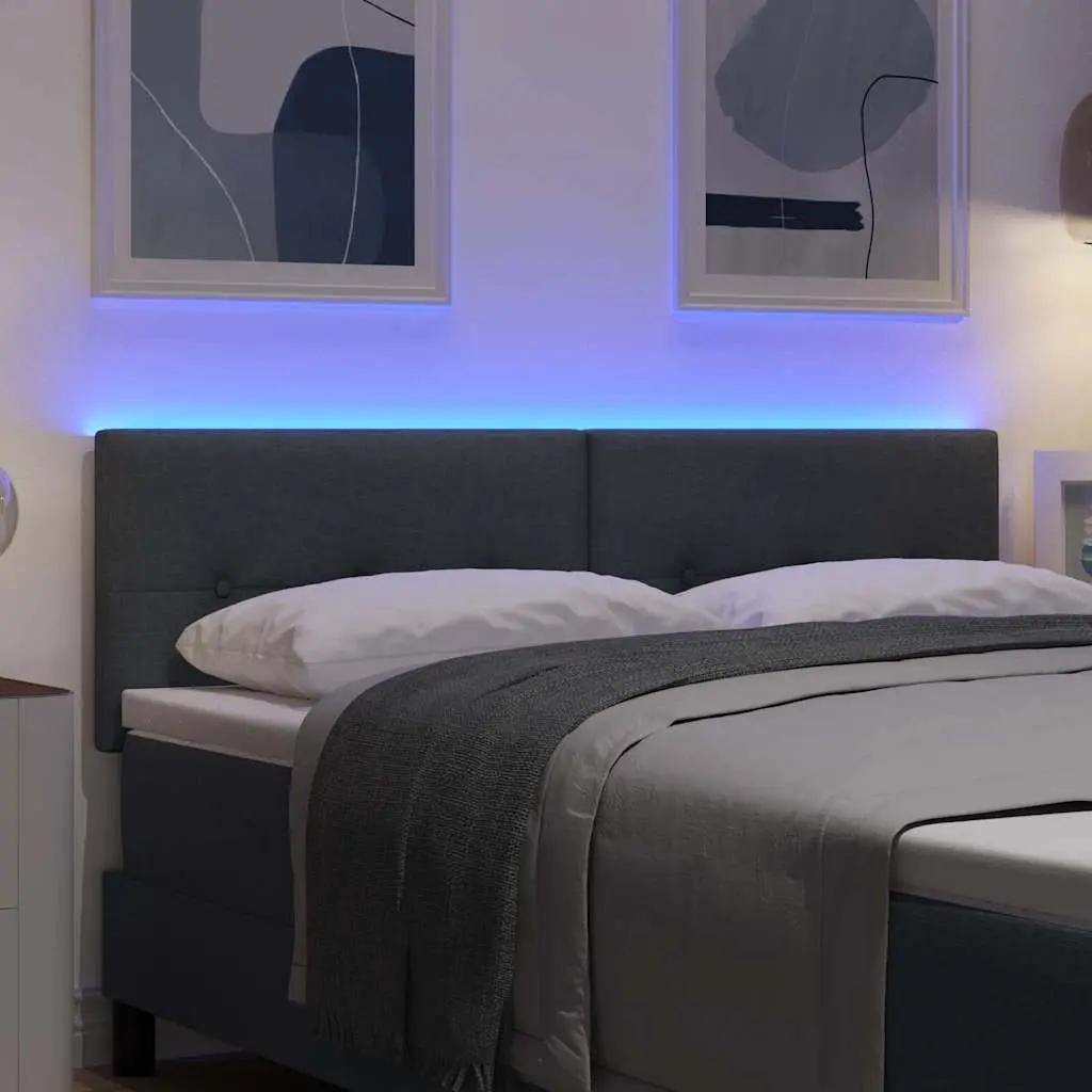 LED Headboard Polyester Fabric 160cm Grey Adjustable Height