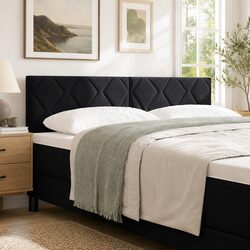 144cm Black Velvet Upholstered LED Headboard with RGB Lights