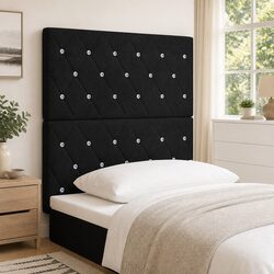 Modern Black Velvet LED Headboard with RGB Lights 80cm