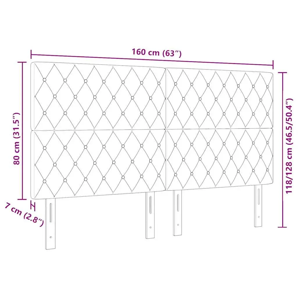 Black LED Headboard with Adjustable RGB Lights 160cm