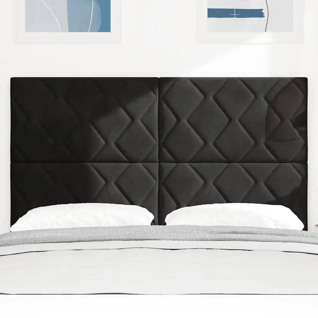 LED Headboard 144cm Black Velvet Upholstered Bedroom Modern with RGB Lighting