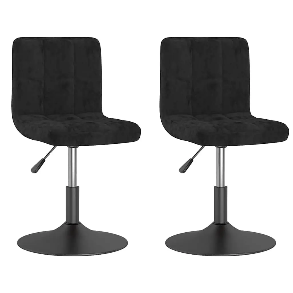 Adjustable Black Velvet Swivel Dining Chair Set of 2