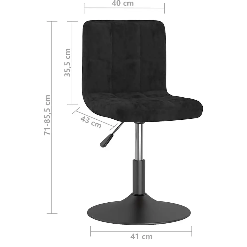Adjustable Black Velvet Swivel Dining Chair Set of 2