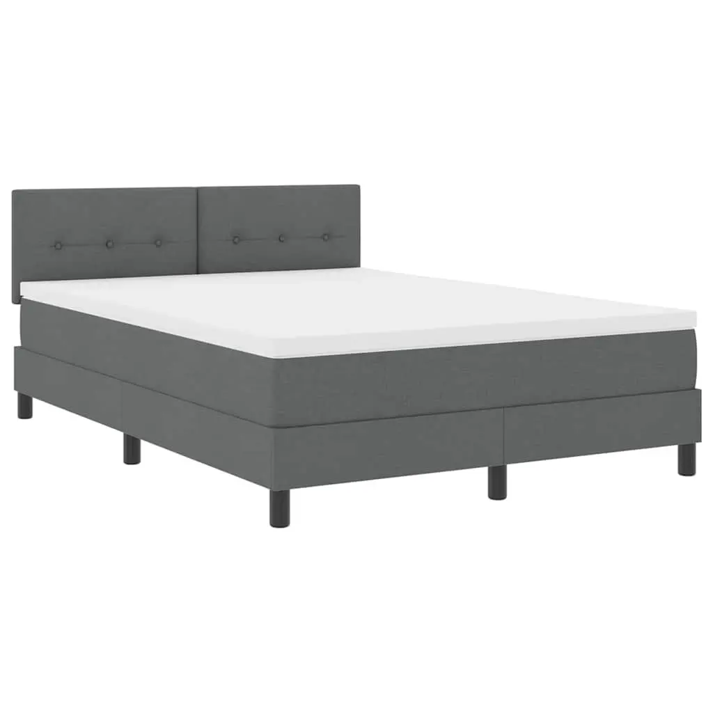 Dark Grey and White Box Spring Bed with Adjustable Headboard