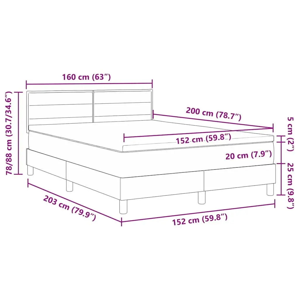 Dark Grey and White Box Spring Bed with Adjustable Headboard