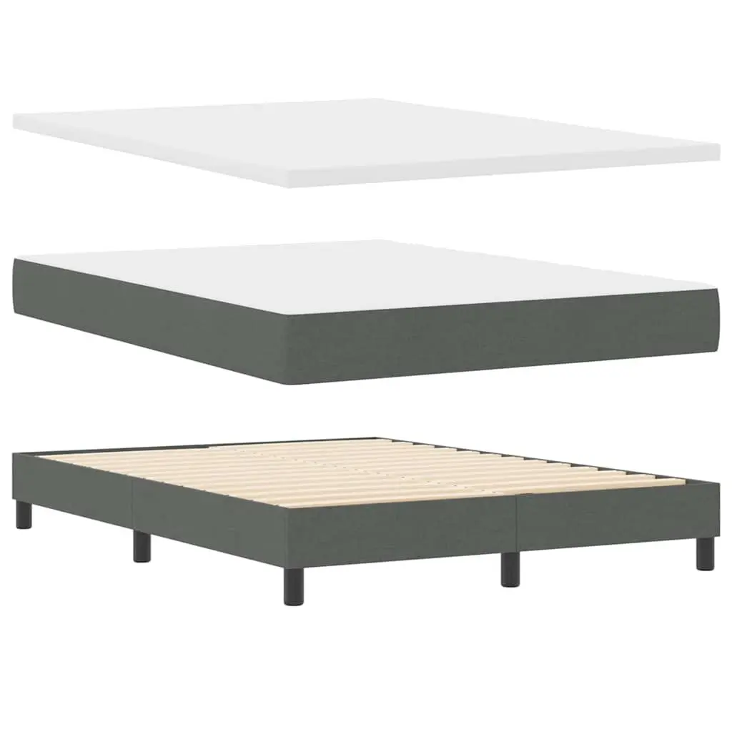 Dark Grey and White Box Spring Bed with Adjustable Headboard
