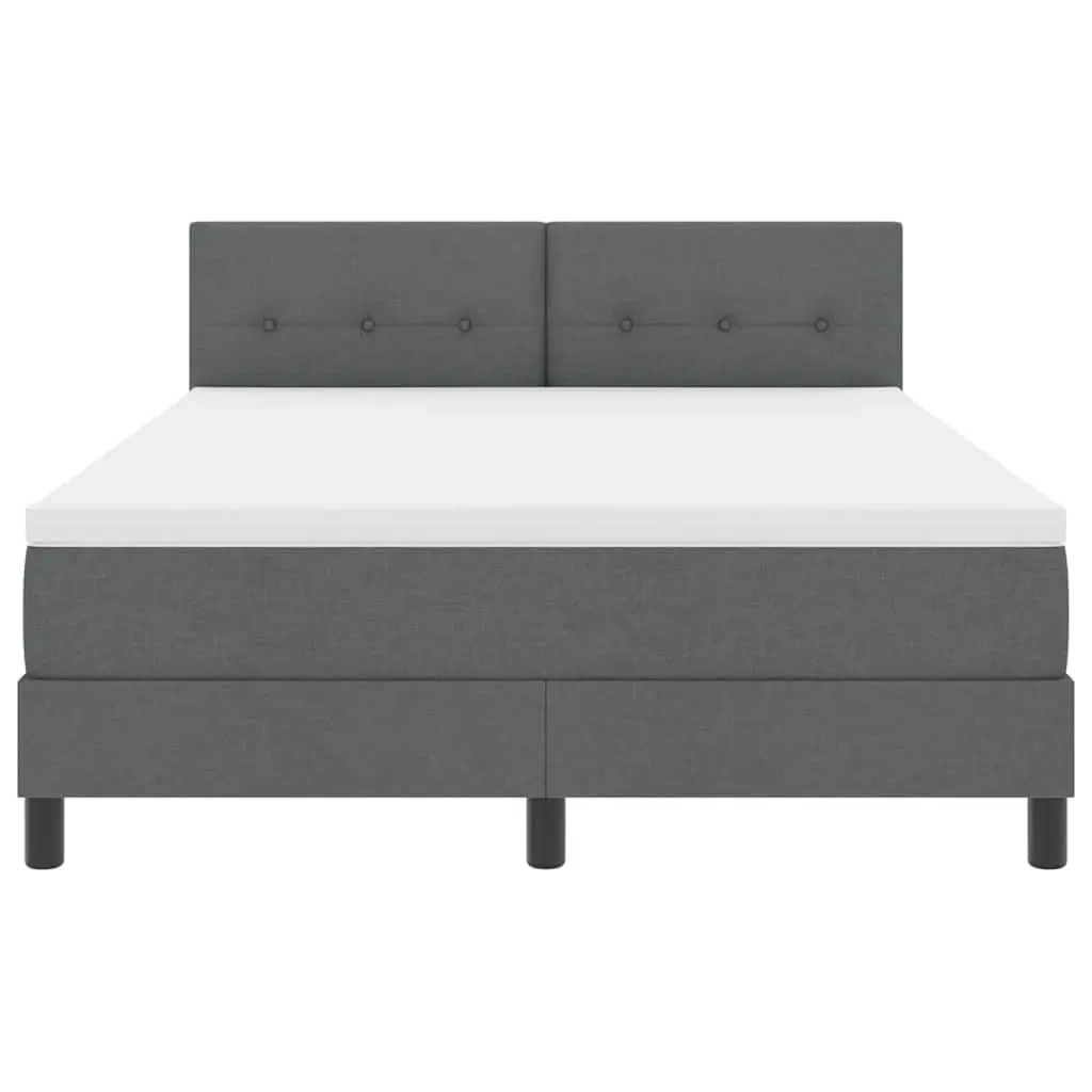 Dark Grey and White Box Spring Bed with Adjustable Headboard