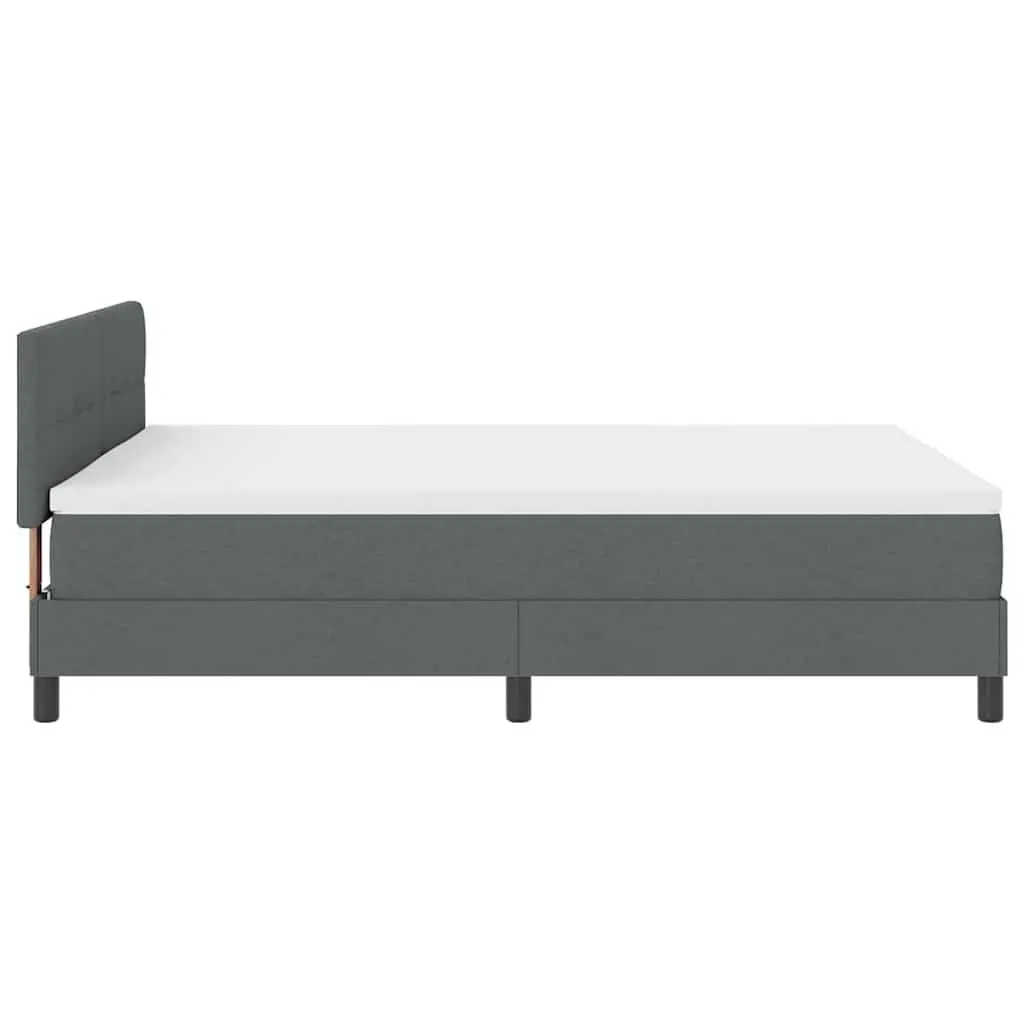 Dark Grey and White Box Spring Bed with Adjustable Headboard