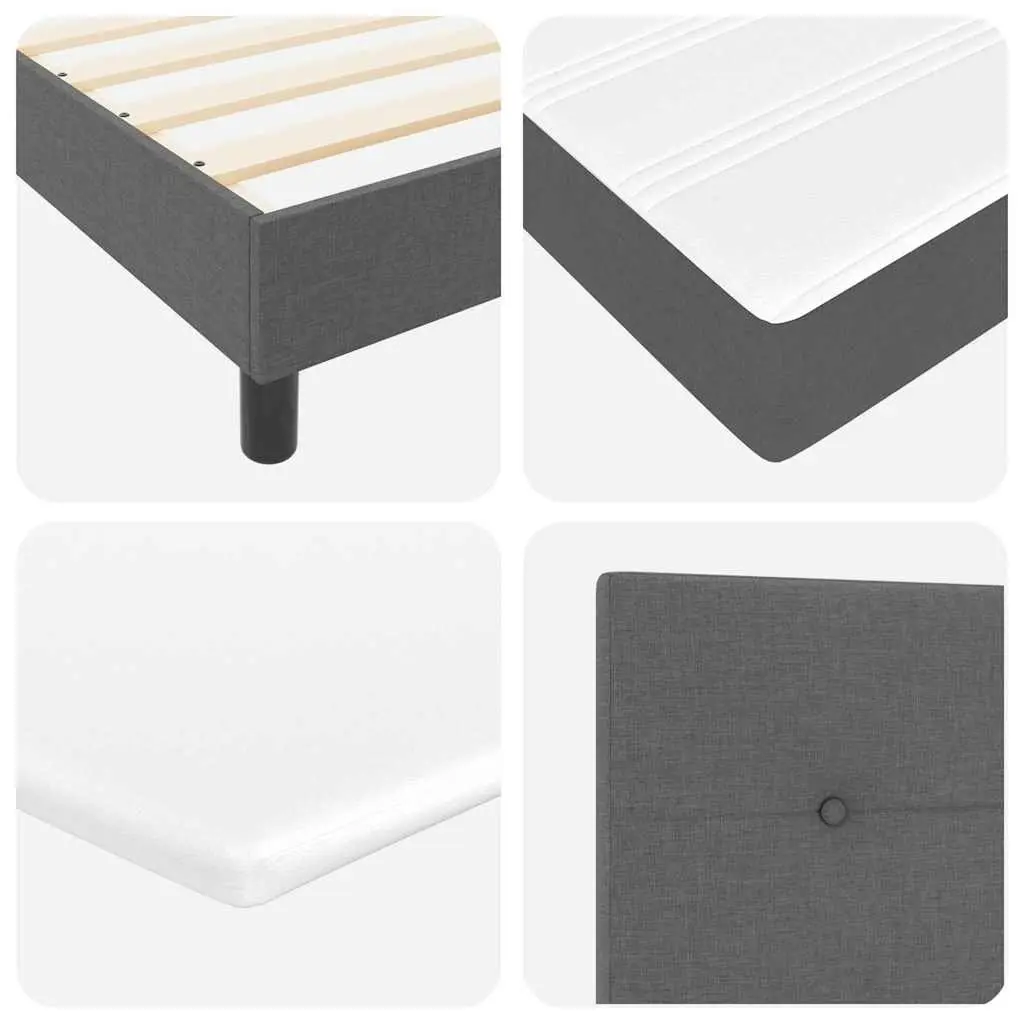 Dark Grey and White Box Spring Bed with Adjustable Headboard