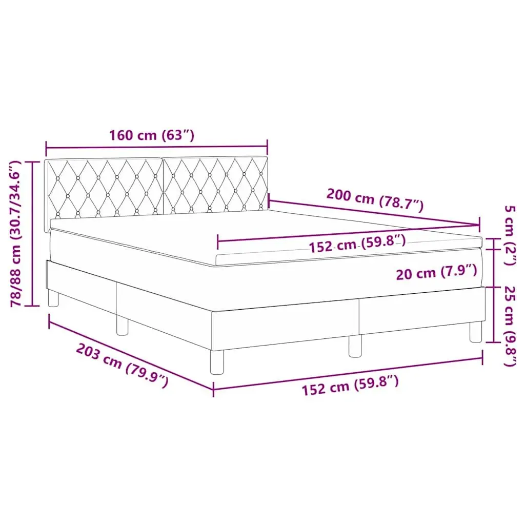Black and White Box Spring Bed 152 x 203 cm