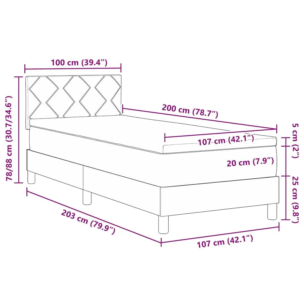 Black and White Box Spring Bed with Adjustable Headboard