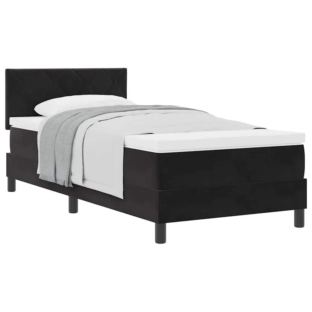 Black and White Box Spring Bed with Adjustable Headboard