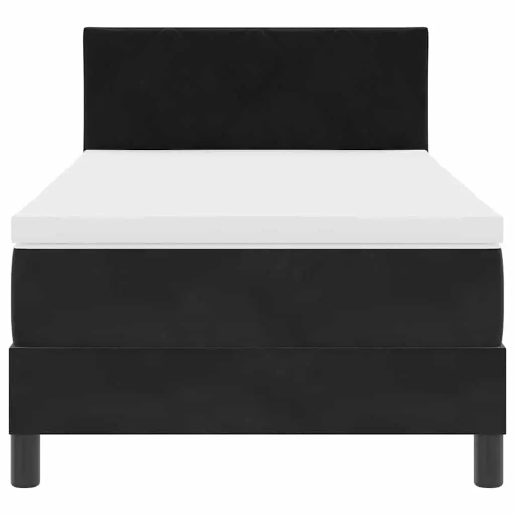 Black and White Box Spring Bed with Adjustable Headboard