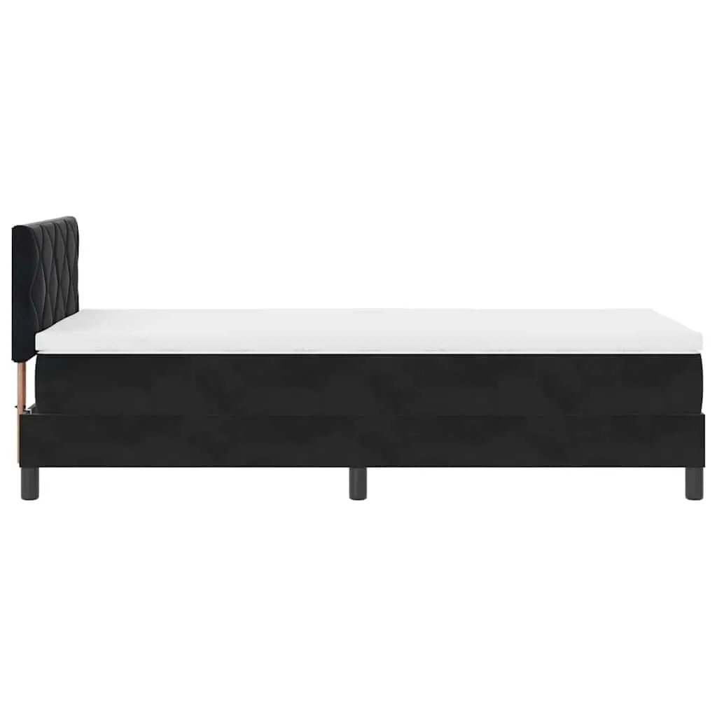 Black and White Box Spring Bed with Adjustable Headboard