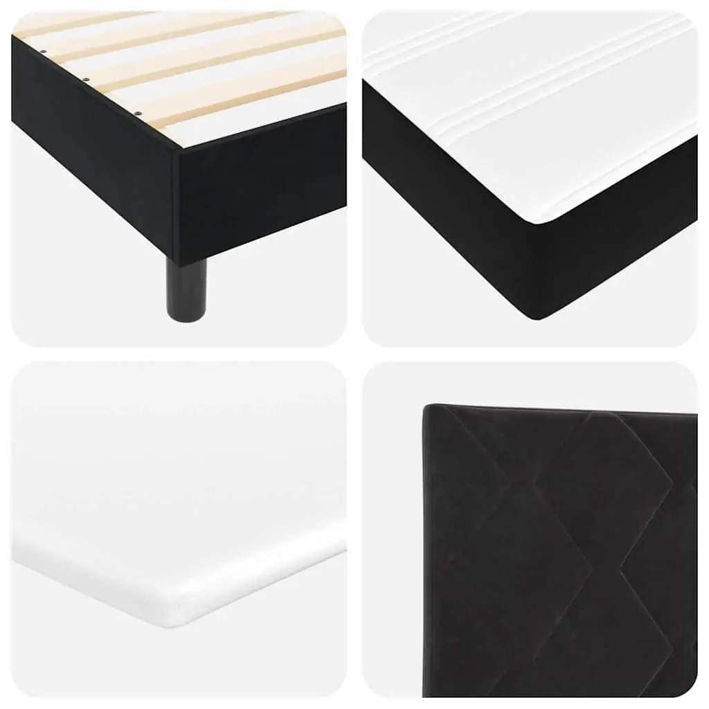 Black and White Box Spring Bed with Adjustable Headboard