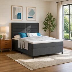 Sturdy Box Spring Bed with Medium-Firm Mattress 137 x 190 cm