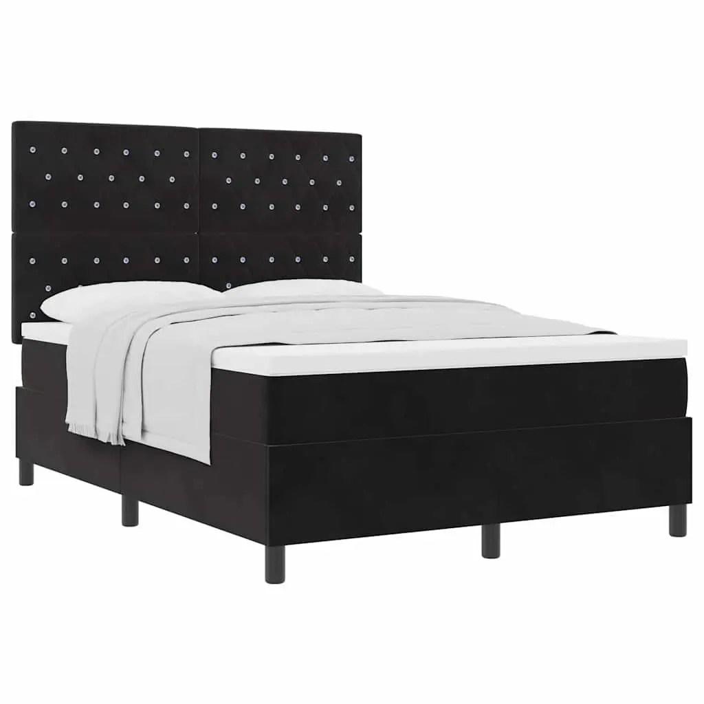 Box Spring Bed with Adjustable Headboard in Black and White