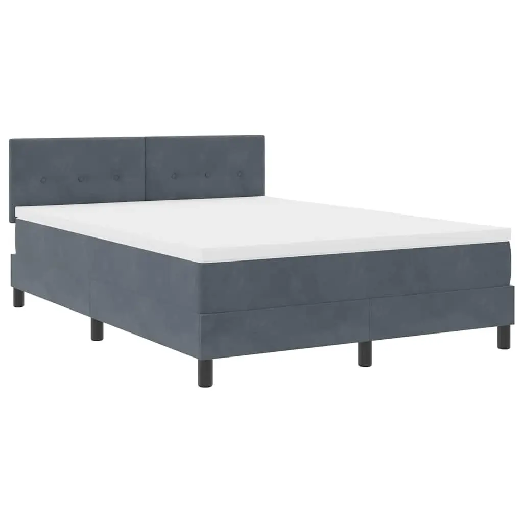 Dark Grey and White Box Spring Bed with Adjustable Headboard