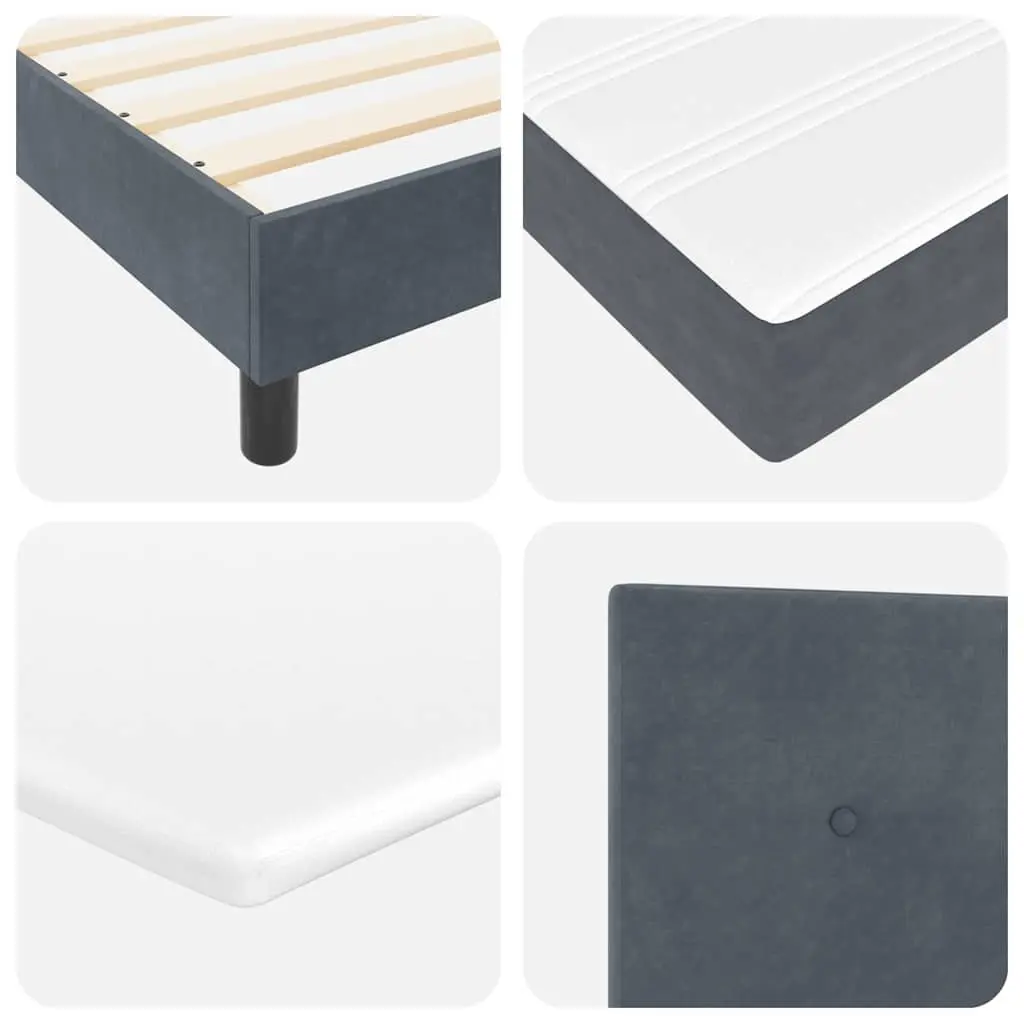 Dark Grey and White Box Spring Bed with Adjustable Headboard