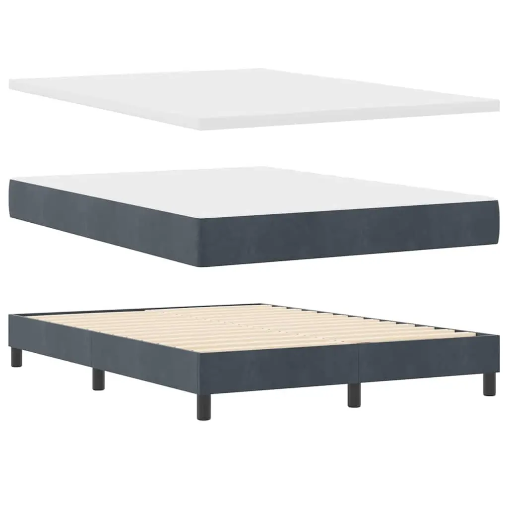 Dark Grey and White Box Spring Bed with Adjustable Headboard