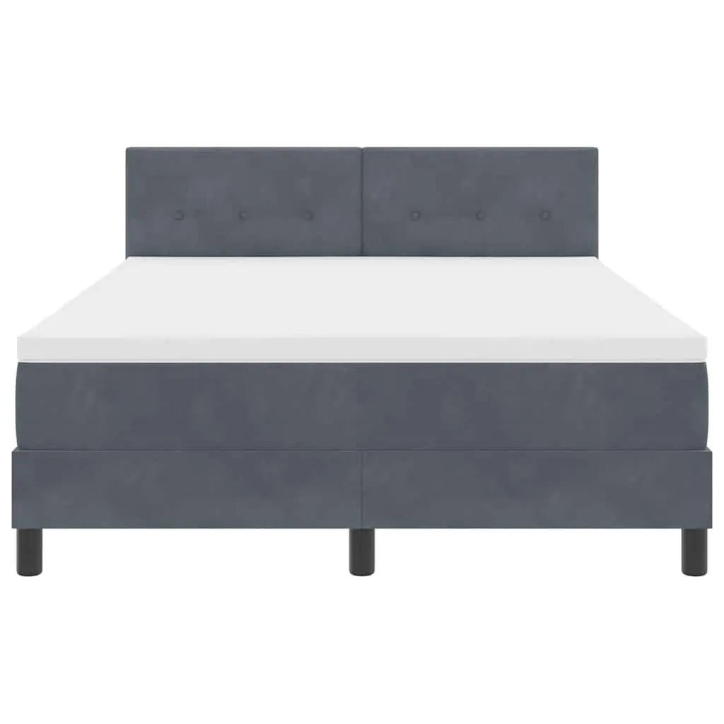Dark Grey and White Box Spring Bed with Adjustable Headboard