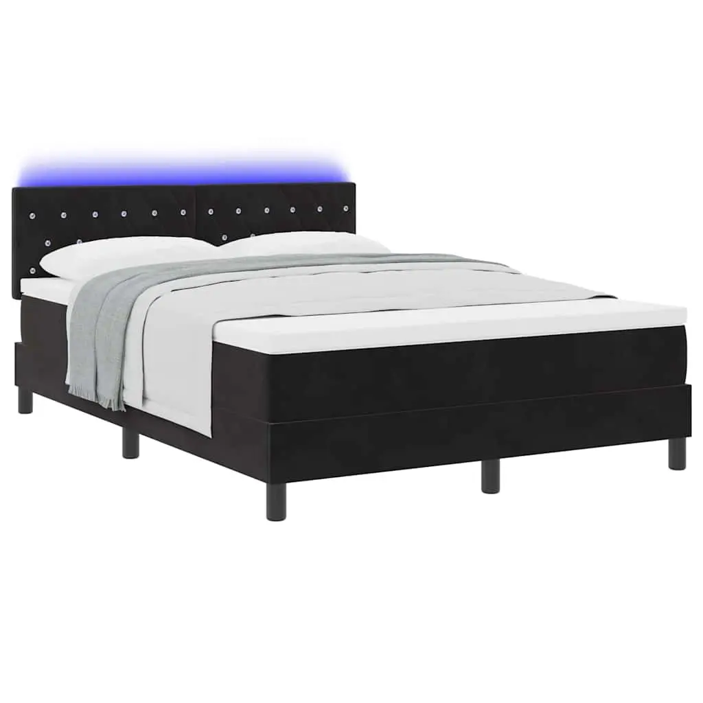 Box Spring Bed with Adjustable Headboard & LED