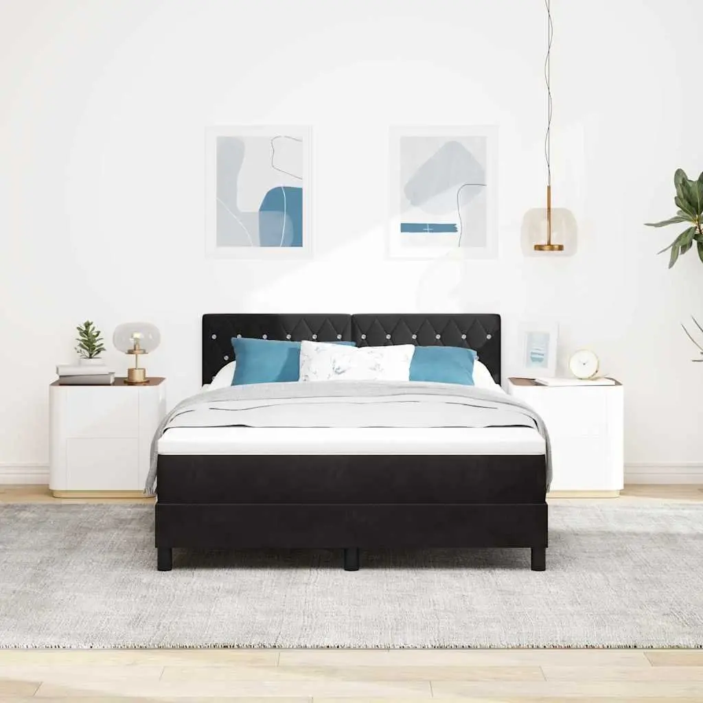 Box Spring Bed with Adjustable Headboard & LED