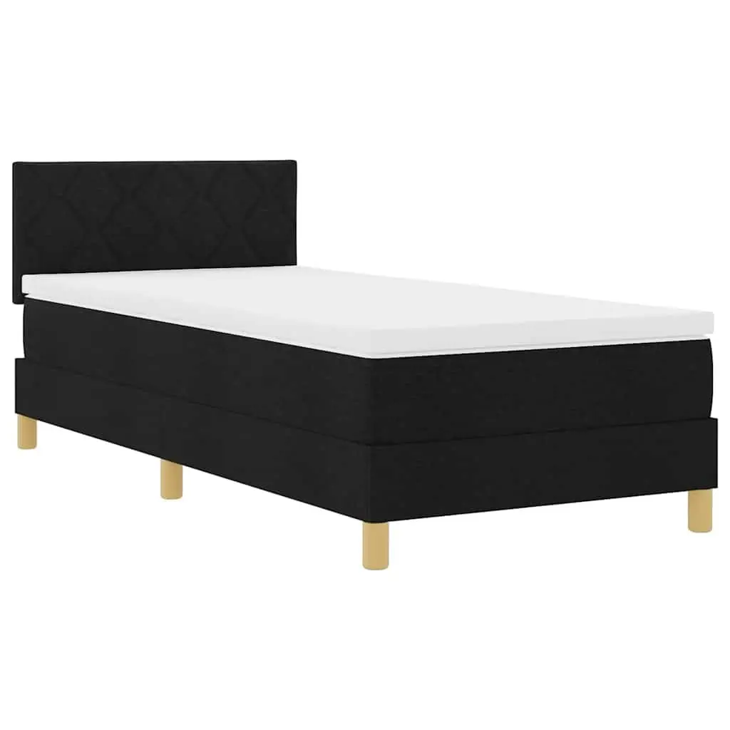 Box Spring Bed with Adjustable Headboard and LED Lights