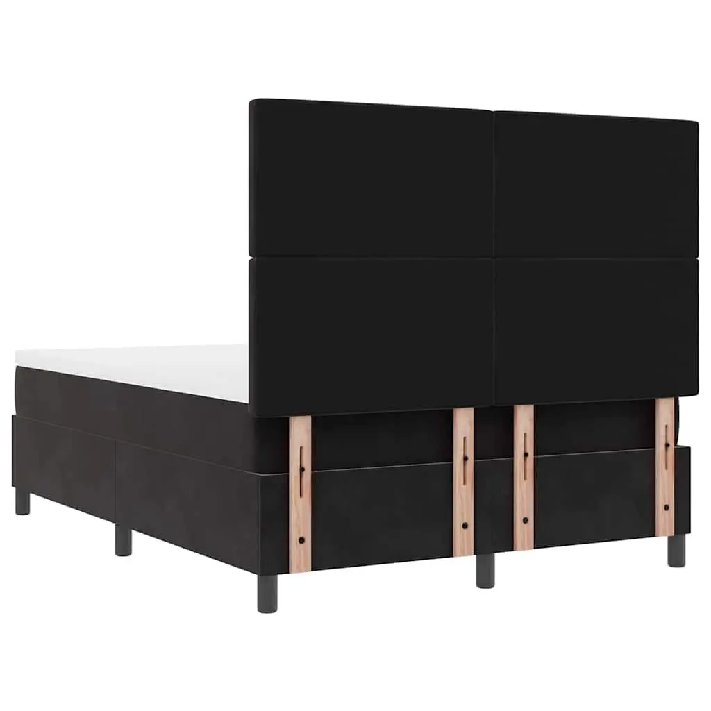 Black Velvet Box Spring Bed with Adjustable Headboard