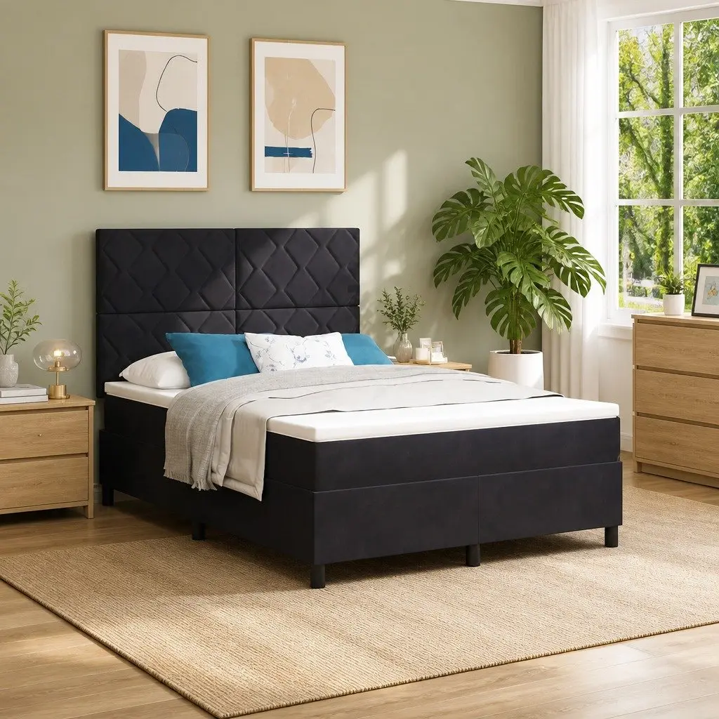 Adjustable Box Spring Bed in Black and White