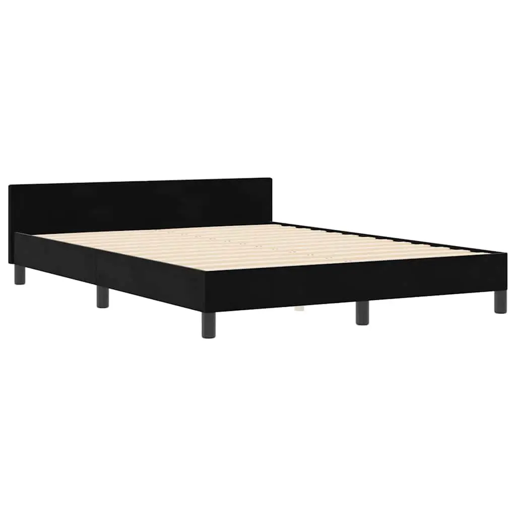 Black Bed Frame with Adjustable Headboard 152 x 203 cm