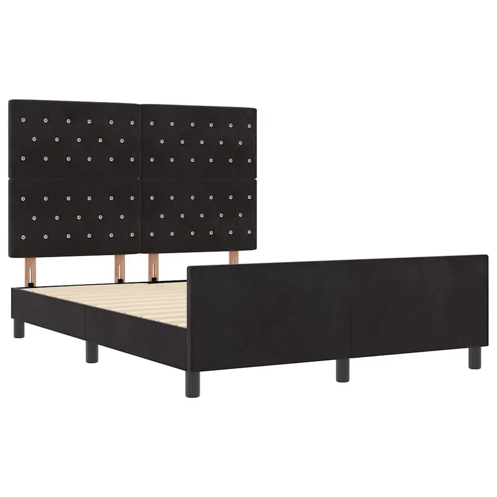 Black Bed Frame with Adjustable Headboard 152 x 203 cm