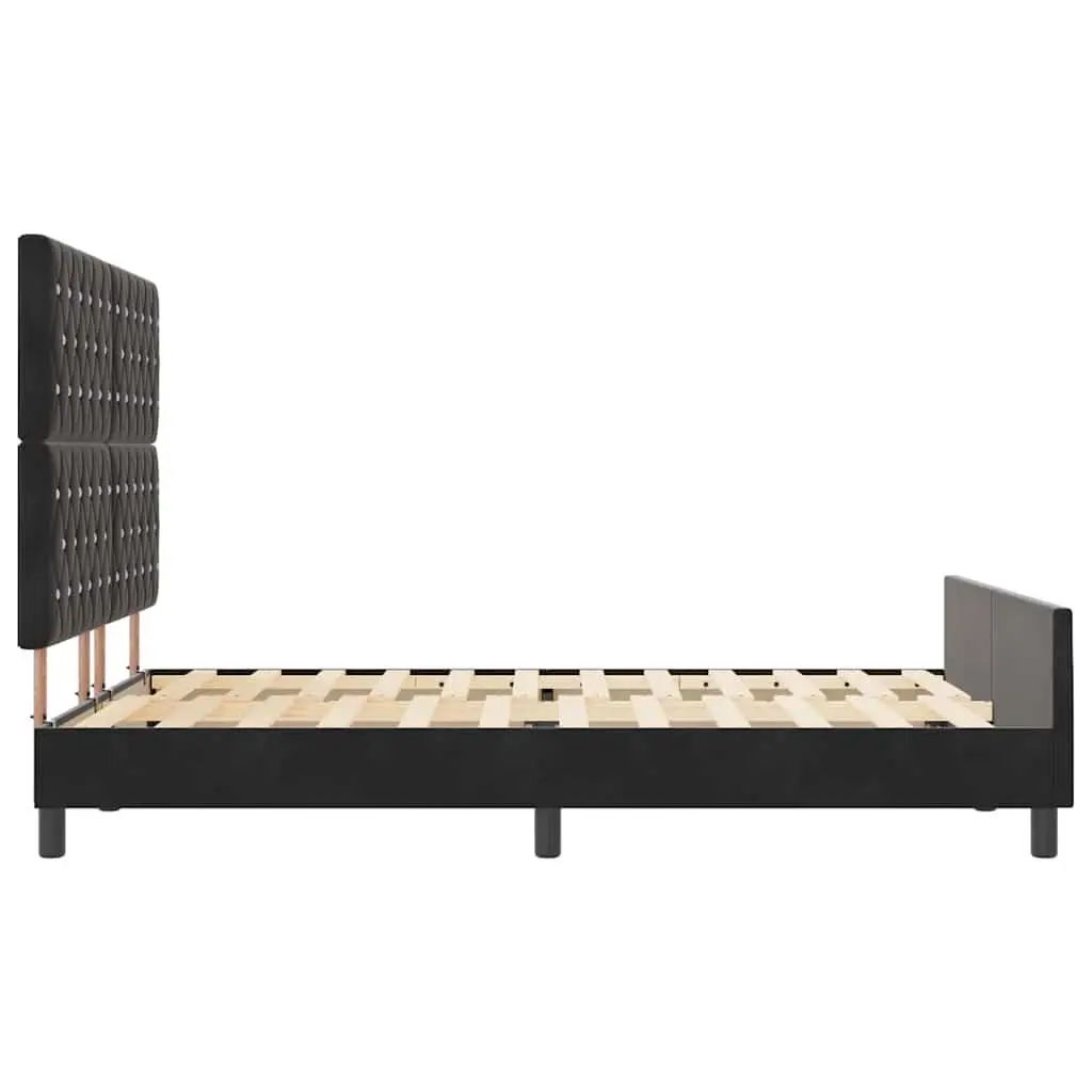 Black Bed Frame with Adjustable Headboard 152 x 203 cm