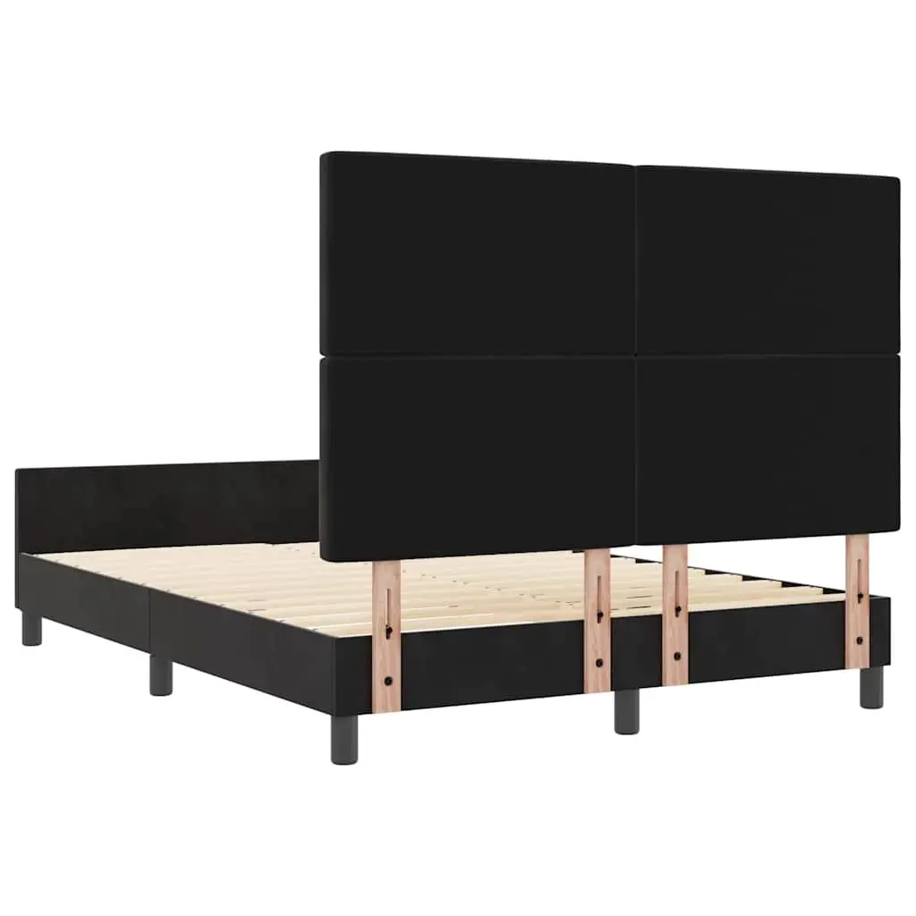 Black Bed Frame with Adjustable Headboard 152 x 203 cm