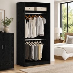 Wardrobe with Shelf Black Oak 100 x 50 x 200 cm Engineered Wood Bedroom Storage